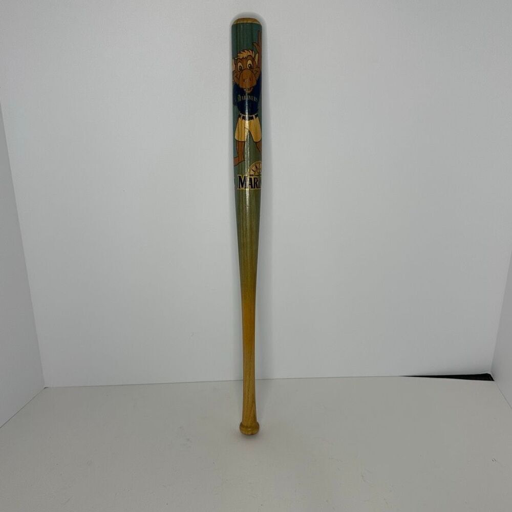 Vintage Seattle Mariners MLB Wood Baseball Model Bat with Mariner Moose 2002